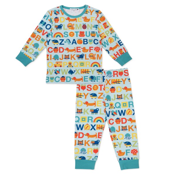 Kinderschlafanzug Alphabet - mint