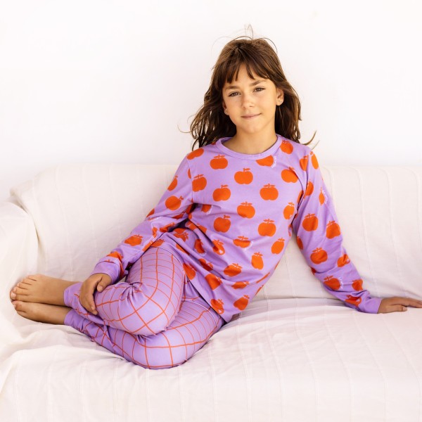 Kinderschlafanzug Apfel - Flieder