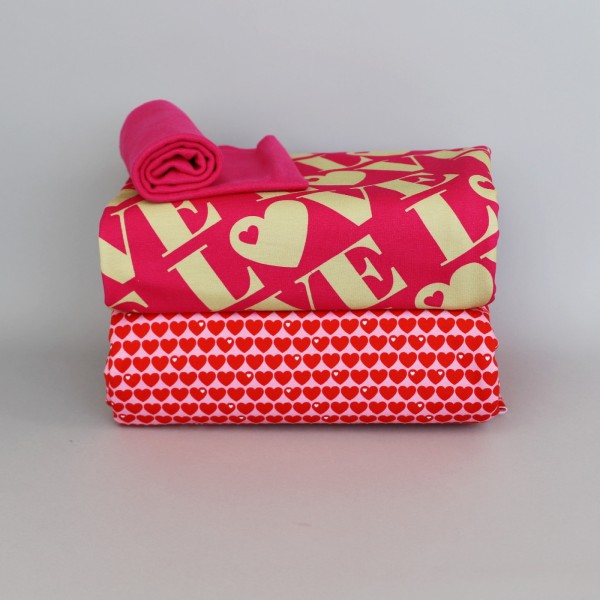 Stoffpaket Love - Herzen - Pink