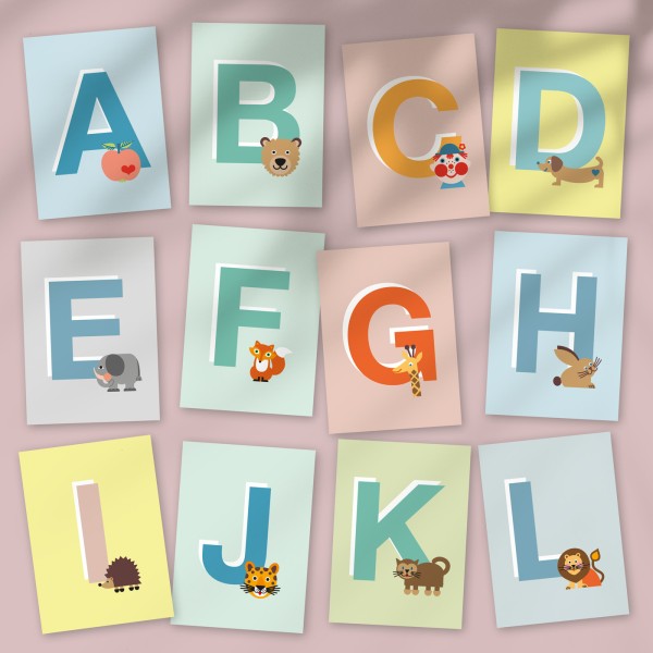 ABC Postkarten Set - 26 Buchstaben