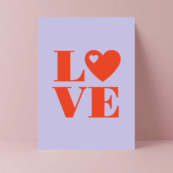 Postkarte Love - flieder