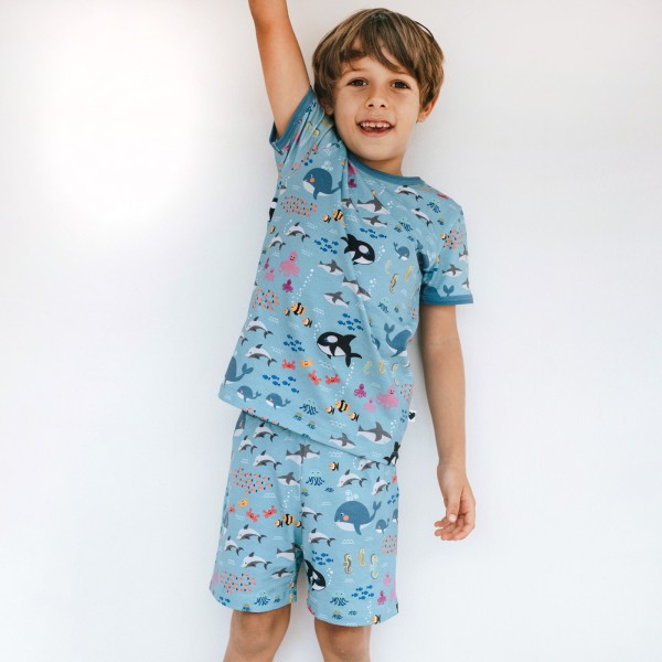 Kinderschlafanzug Meerestiere - kurz