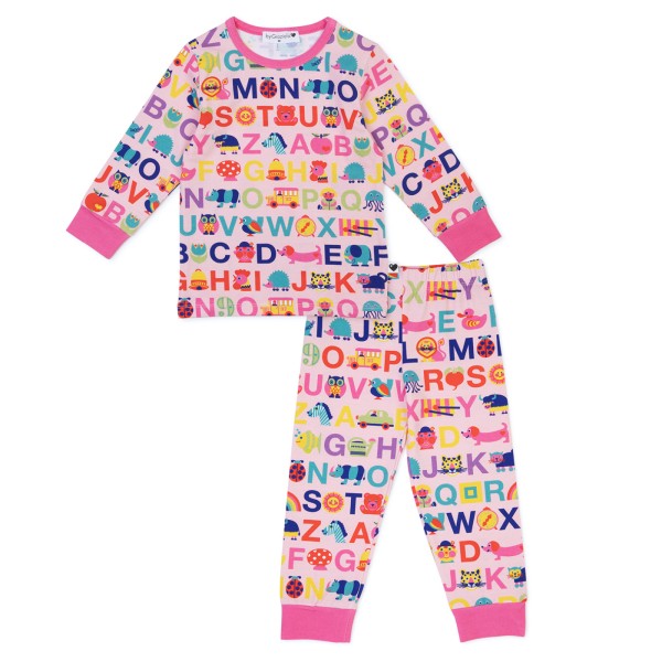 Kinderschlafanzug Alphabet - rosa
