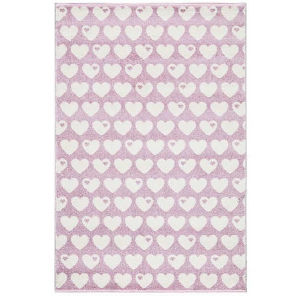 Teppich Herzen - Rosa-Weiß - 120 x 180cm